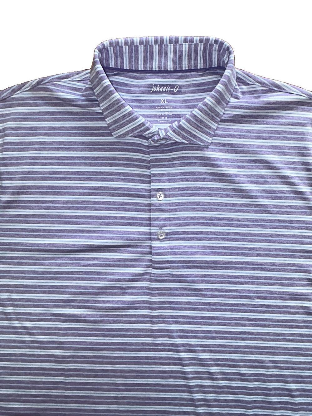 Johnnie-O Performance Striped Golf Polo Shirt Men's XL Short Sleeve Purple Blue